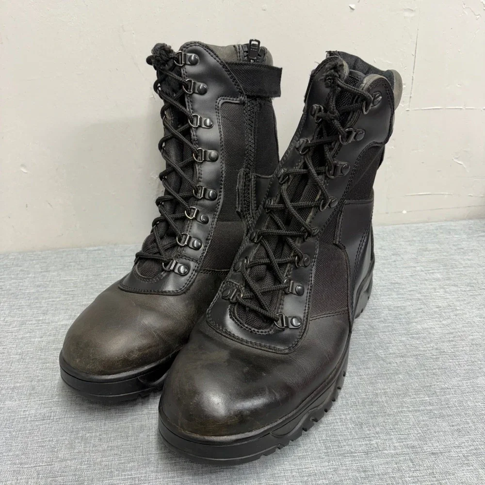 Rothco Tactical Boots Mens 11 Black Side Zip Leather Nylon Combat Workwear V85